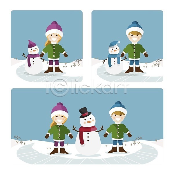 추위 행복 사람 소년 어린이 EPS 일러스트 해외이미지 건물 겨울 놀이 눈덩이 눈사람 만들기 만화 백그라운드 크리스마스 해외202004 휴가
