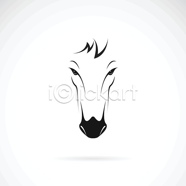 사람없음 EPS 일러스트 해외이미지 검은색 그림 디자인 말(동물) 심볼 심플 얼굴 윤곽 추상 해외202004 흰색
