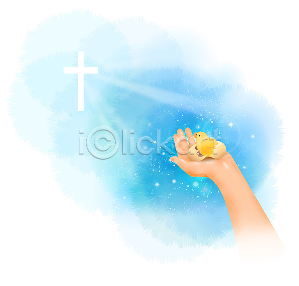 믿음 신체부위 한명 AI(파일형식) 일러스트 계란 기독교 동물 들기 백그라운드 병아리 손 십자가 알 종교 한손