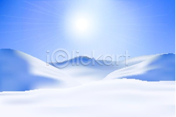 사람없음 EPS 일러스트 해외이미지 겨울 겨울풍경 설원 하늘 하늘색 해외202004 햇빛