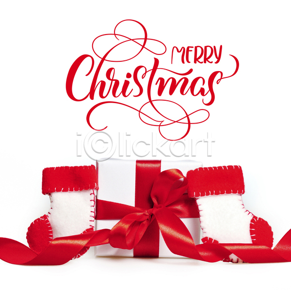 축하 사람없음 JPG 포토 해외이미지 레터링 메리크리스마스 백그라운드 빨간색 선물상자 양말장식 크리스마스 크리스마스장식 해외202004 흰색