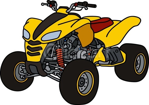 사람없음 EPS 일러스트 해외이미지 4륜바이크 노란색 오토바이 해외202004