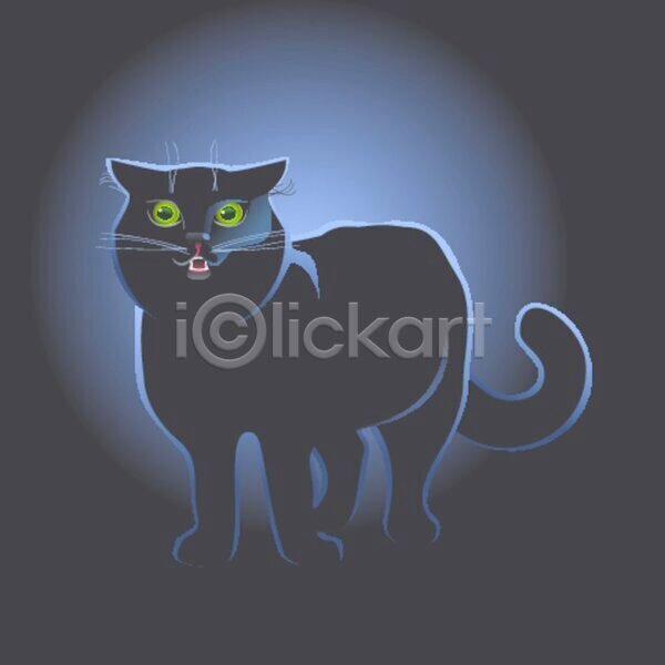 EPS 일러스트 해외이미지 검은색 고양이 동물 반려동물 야간 해외202004