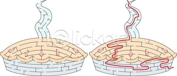 뜨거움 EPS 일러스트 해외이미지 게임 교육 구성 굽기 그림 길 만화 미로 쉬운 케이크 퍼즐 해결 해외202004 해외일러스트