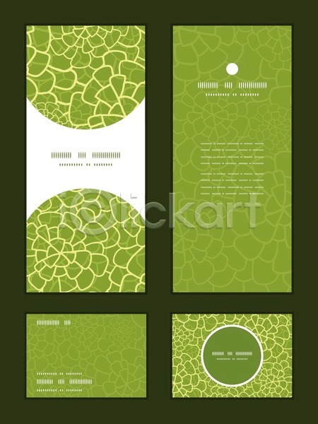사람없음 EPS 일러스트 해외이미지 꽃무늬 디자인 배너 세트 초록색 패턴 프레임 해외202004
