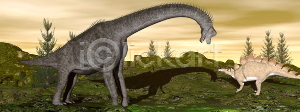 사람없음 3D JPG 포토 해외이미지 고생물 공룡 그래픽 나무 동물 디지털 목 사막 산 선사시대 아프리카 쥬라기 척추동물 초록색 파충류 하늘 해외202004