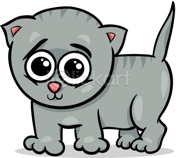 귀여움 사람없음 EPS 일러스트 해외이미지 고양이 만화 서기 회색