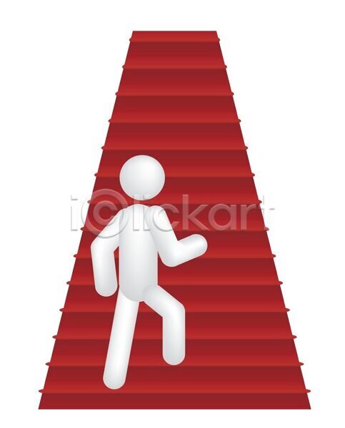사람 3D EPS 일러스트 해외이미지 걷기 계단 고립 단계 빨간색 사다리 직업 해외202004 흰색