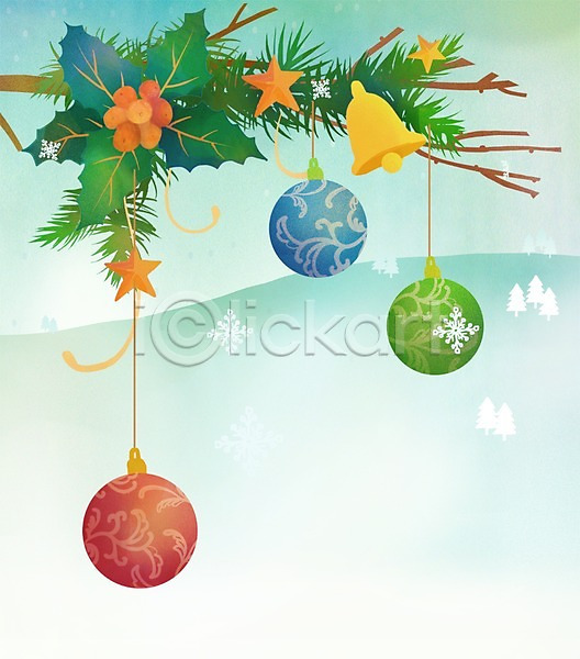 추위 사람없음 PSD 일러스트 겨울 겨울배경 계절 나무 나뭇가지 눈(날씨) 방울(장식품) 백그라운드 식물 종 크리스마스장식 풍경(경치)