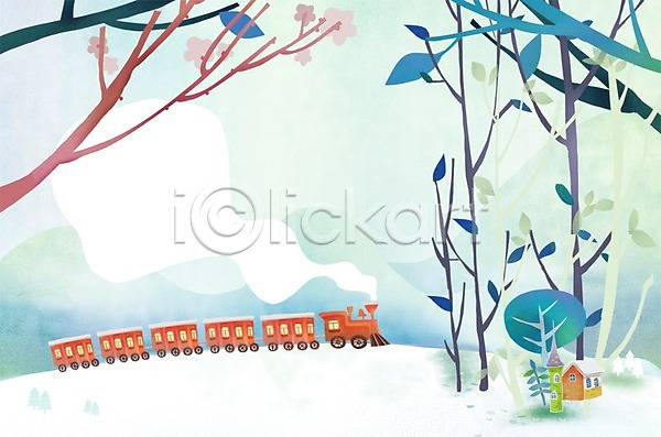 추위 사람없음 PSD 일러스트 건축물 겨울 겨울배경 계절 교통수단 기차 나무 나뭇가지 눈(날씨) 백그라운드 식물 주택 풍경(경치)