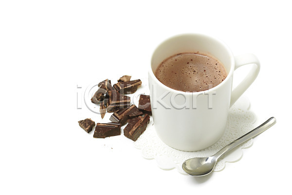 사람없음 JPG 포토 겨울간식 디저트 숟가락 스튜디오촬영 실내 음료 음식 차(음료) 초콜릿 컵 코코아