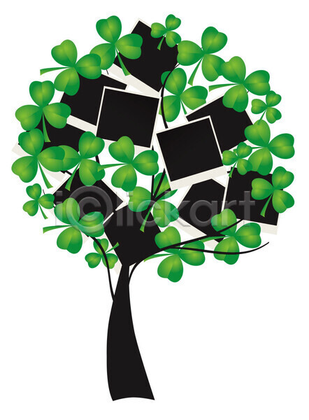 사람없음 EPS 일러스트 해외이미지 나무 세잎클로버 초록색 추상 폴라로이드사진 해외202004