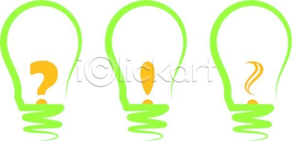 감탄 아이디어 EPS 실루엣 일러스트 해외이미지 3 느낌표 모양 물음표 빛 선 심볼 에너지 오렌지 전구 질문 초록색 컨셉 해외202004 해외일러스트 흰색