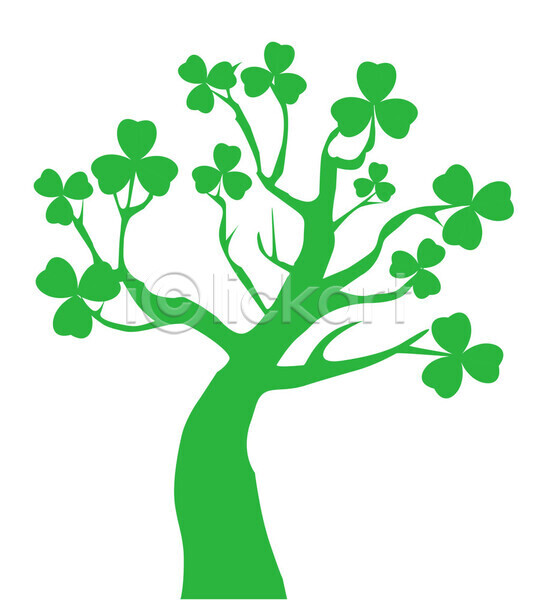 사람없음 EPS 일러스트 해외이미지 나무 세잎클로버 초록색 추상 해외202004