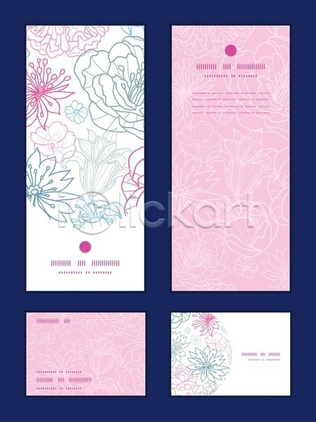 화려 사람없음 EPS 일러스트 해외이미지 꽃 꽃무늬 디자인 배너 분홍색 세트 식물 패턴 프레임 해외202004