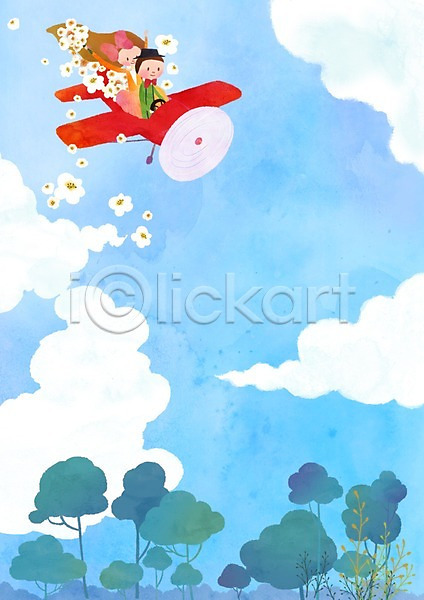 사랑 남자 두명 사람 성인 성인만 여자 PSD 일러스트 경비행기 구름(자연) 꽃 나무 라이프스타일 백그라운드 비행기 상반신 식물 앉기 커플 커플라이프 하늘 하트