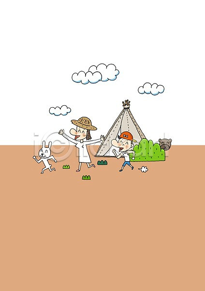 상상 상쾌 즐거움 남자 두명 사람 성인 소년 어린이 여자 PSD 일러스트 가족 가족라이프 가족여행 곰 구름(자연) 나무 달리기 동물 라이프 라이프스타일 백그라운드 서기 식물 여행 전신 캠핑 텐트 토끼 풀(식물)