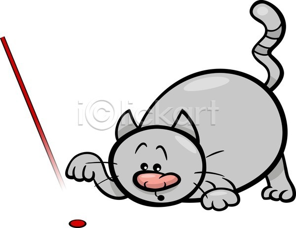 귀여움 호기심 사람없음 EPS 일러스트 해외이미지 고양이 광선 만화 손들기 엎드리기 회색