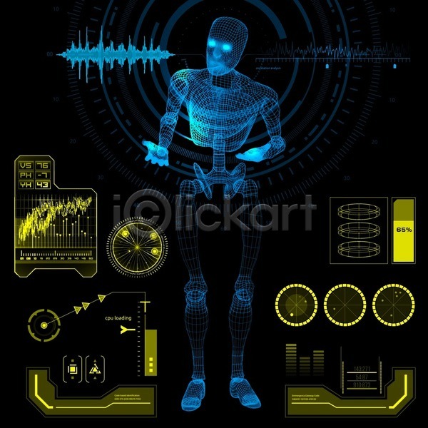 사람모양 사람없음 EPS 일러스트 해외이미지 SF UI 디지털 로봇 사이버 인터페이스 인포그래픽 해외202004