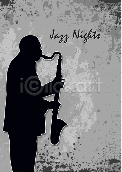 EPS 일러스트 템플릿 해외이미지 검은색 그런지 놋쇠 블루스 색소폰 야간 어둠 음악 음악가 재즈 테마 포스터 플레이어 해외202004