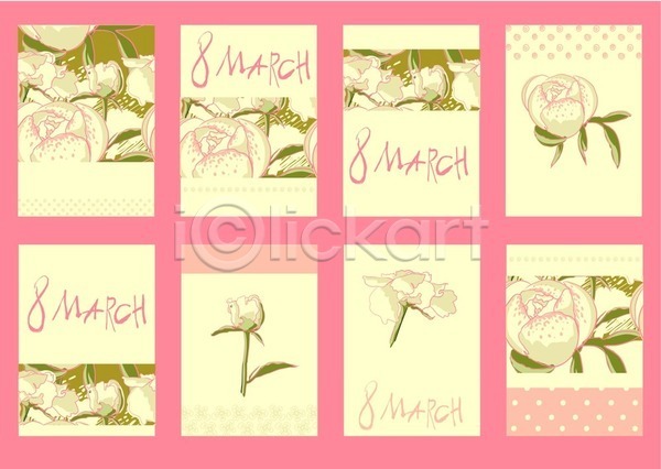 사랑 사람없음 EPS 일러스트 해외이미지 3월 꽃 분홍색 세트 엽서 해외202004