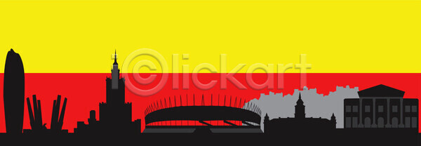 EPS 일러스트 해외이미지 거리 건물 건축양식 경기장 대학교 도시 도시풍경 바르샤바 수평선 유럽 클라우스 타운 탑 폴란드 해외202004 해외일러스트