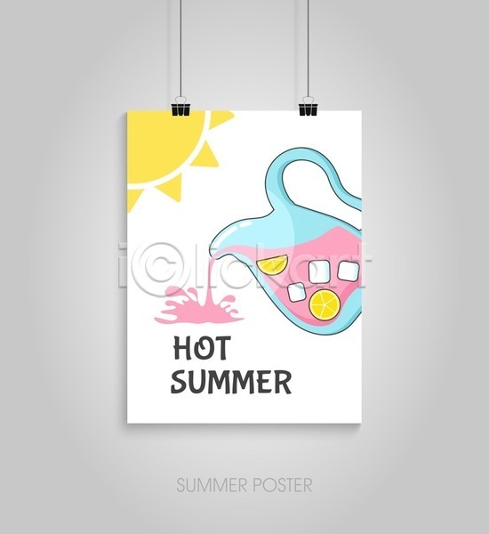사람없음 EPS 일러스트 해외이미지 디자인 레모네이드 붓기 여름(계절) 타이포그라피 태양 포스터 해외202004