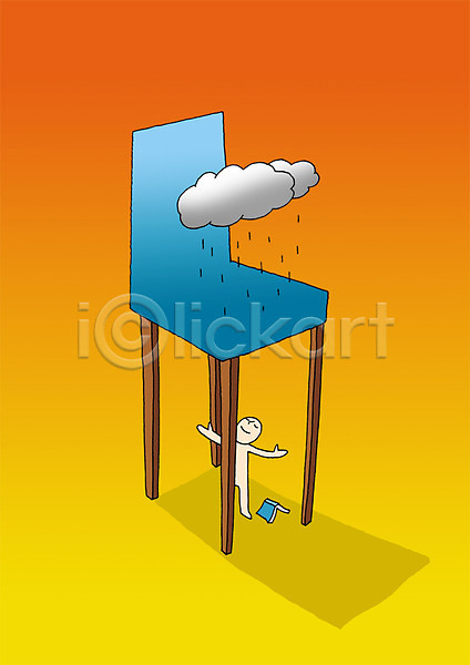 상상 사람 한명 PSD 상상일러스트 일러스트 가림 교육 구름(자연) 백그라운드 비(날씨) 비구름 빗방울 서기 의자 전신 책 판타지 팔벌리기