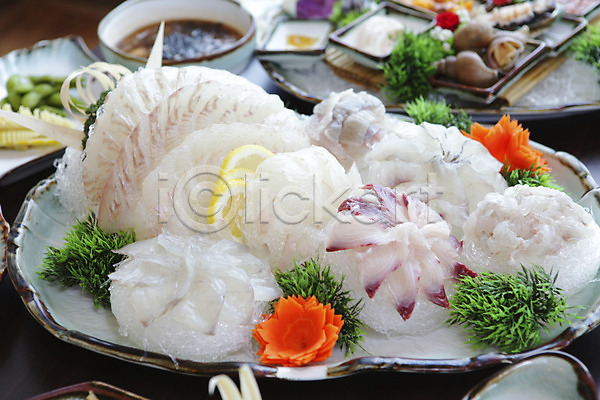 사람없음 JPG 아웃포커스 포토 그릇 당근 레몬 생선회 어류 음식 일본음식 장식 접시 채소 초밥 회