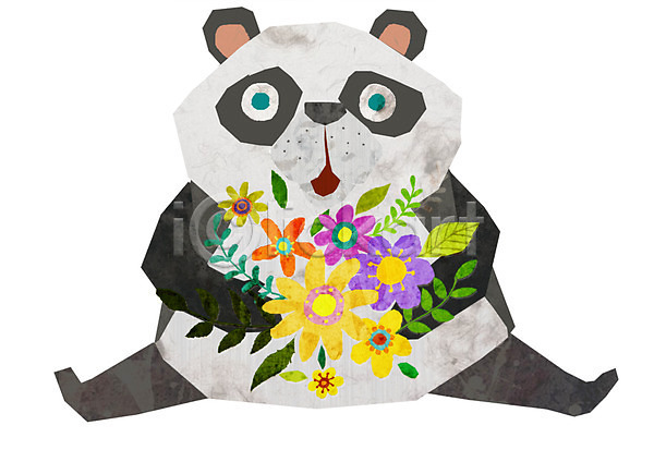 사람없음 PSD 일러스트 곰 곰캐릭터 꽃 동물 동물캐릭터 식물 애니멀프린트 척추동물 캐릭터 판다 포유류 한마리