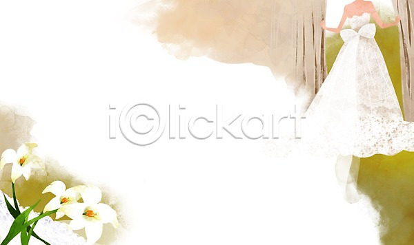 사람 여자 여자만 여자한명만 한명 PSD 뒷모습 일러스트 결혼 결혼소품 꽃 드레스 백그라운드 식물 신부(웨딩) 오브젝트 웨딩드레스 커튼