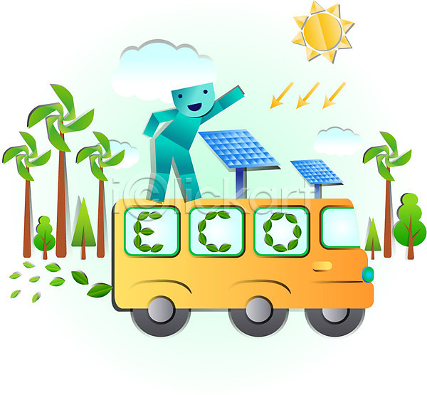 보호 환경보전 사람없음 AI(파일형식) 일러스트 그린캠페인 나무 바람개비 발전기 버스 식물 에너지 에코 자동차 자연 자연보호 집열판 친환경 캐릭터 캠페인 태양 태양에너지 풍차 피규어 해 화살표 환경