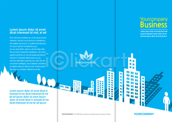 사람모양 사람없음 PSD 템플릿 3단접지 건물 그림자 나무 도시 리플렛 백그라운드 북디자인 북커버 비즈니스 빌딩 식물 출판디자인 컬러 파란색 팜플렛 편집 표지 표지디자인 피규어