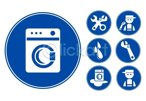 EPS 아이콘 일러스트 해외이미지 공급 교체 기계 도구 목욕 물 배관공 변기통 복고 빨래 세트 씻기 욕실 장신구 파란색 해외202004