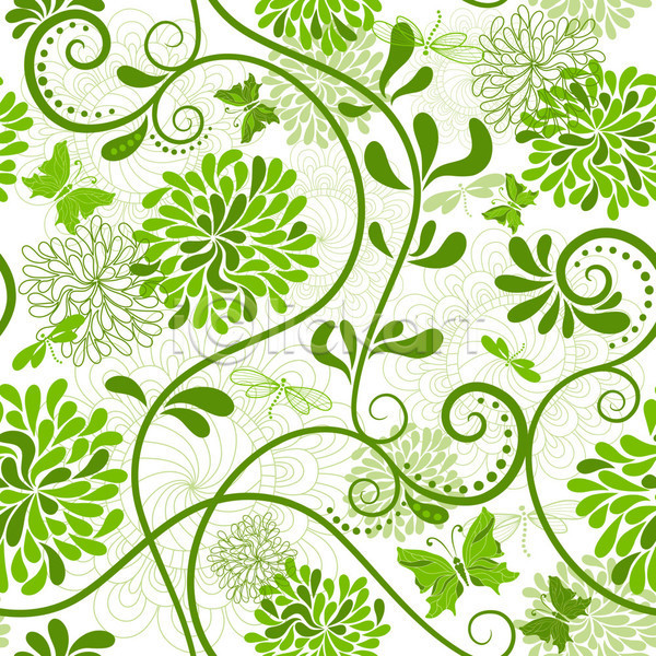 화려 사람없음 EPS 일러스트 해외이미지 꽃 꽃무늬 나비 디자인 백그라운드 잎 잠자리 줄기 초록색 해외202004