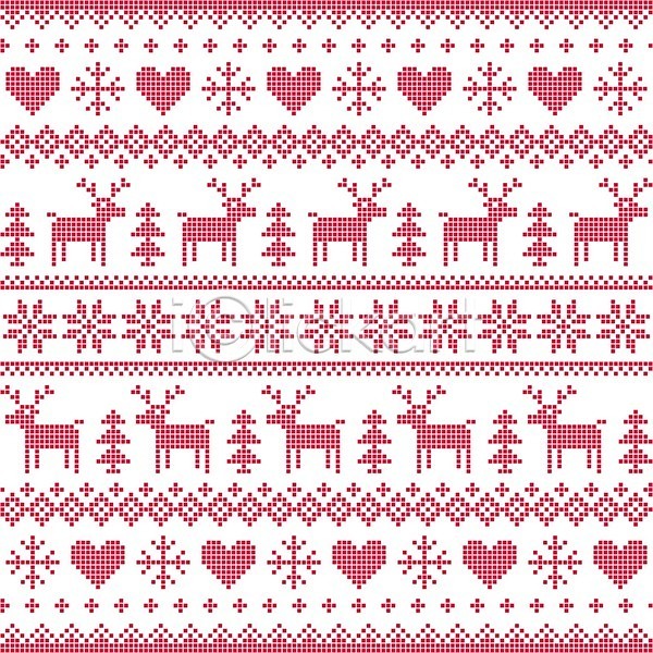 사람없음 EPS 일러스트 해외이미지 겨울 노르딕(디자인) 눈꽃 디자인 뜨개질 루돌프 분홍색 크리스마스트리 패턴 픽셀 하트 해외202004