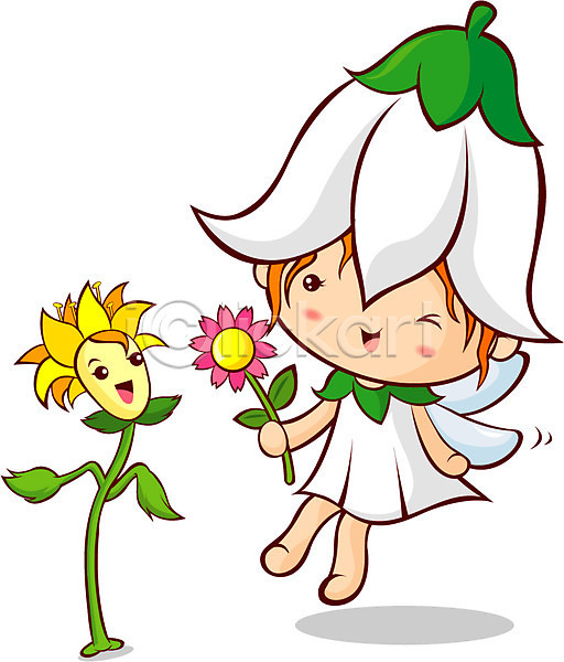 상상 EPS 일러스트 가상인물 꽃 꽃의요정 꽃캐릭터 요정 캐릭터