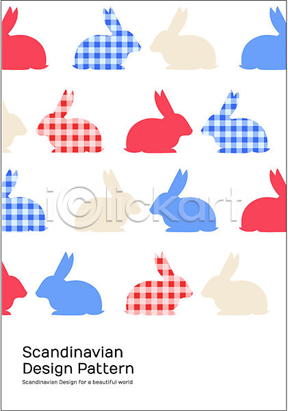 사람없음 AI(파일형식) 일러스트 동물 디자인 모양 무늬 문양 백그라운드 북유럽 북유럽스타일 토끼 패턴 패턴백그라운드