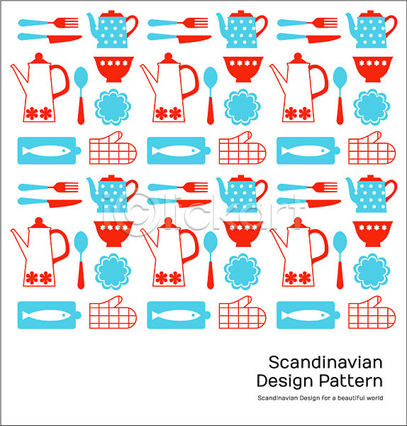 사람없음 AI(파일형식) 일러스트 그릇 나이프 디자인 모양 무늬 문양 백그라운드 북유럽 북유럽스타일 수저 식기 어류 장갑 주방용품 주전자 패턴 패턴백그라운드 포크