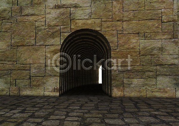 사람없음 3D PSD 편집이미지 3D소스 그래픽 돌(바위) 바닥 백그라운드 벽 벽돌 빛 출입구 컴퓨터그래픽 터널 통로 편집소스