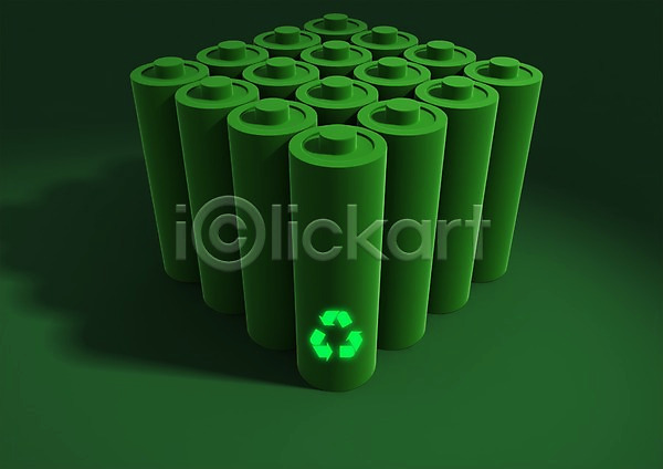 사람없음 3D PSD 편집이미지 3D소스 건전지 그래픽 기호 백그라운드 분리수거 심볼 에너지 재활용 초록색 컬러 컴퓨터그래픽 편집소스
