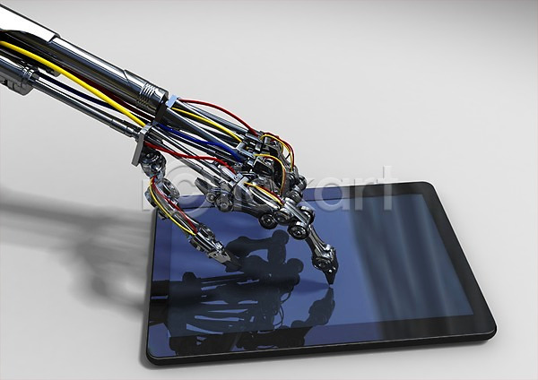 미래 사람없음 3D PSD 편집이미지 3D소스 4차산업 그래픽 그림자 금속 로봇 백그라운드 선 손 전선 정보기술 줄 컴퓨터그래픽 태블릿 편집소스