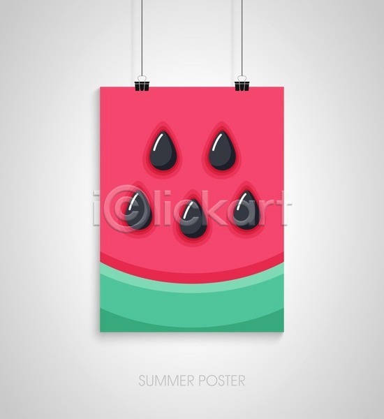 사람없음 EPS 일러스트 해외이미지 디자인 매달리기 서류집게 수박 수박껍질 수박씨 여름(계절) 포스터 해외202004