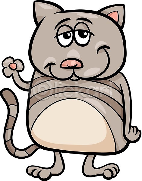 귀여움 사람없음 EPS 일러스트 해외이미지 고양이 만화 미소(표정) 인사 회색