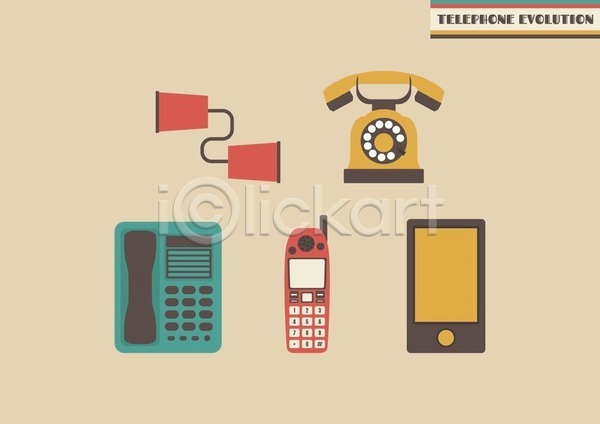 발전 사람없음 EPS 일러스트 해외이미지 디지털 무선전화기 복고 스마트폰 실전화기 아날로그 전화기 컨셉 해외202004