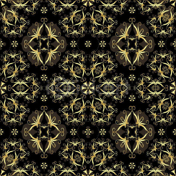 화려 사람없음 EPS 일러스트 해외이미지 검은색 금색 대칭 디자인 백그라운드 추상 패턴 패턴백그라운드 해외202004