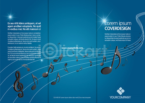 사람없음 AI(파일형식) 템플릿 3단접지 곡선 높은음자리표 리플렛 무늬 백그라운드 북디자인 북커버 빛 선 오선지 음악 음표 출판디자인 컬러 파란색 팜플렛 편집 표지 표지디자인
