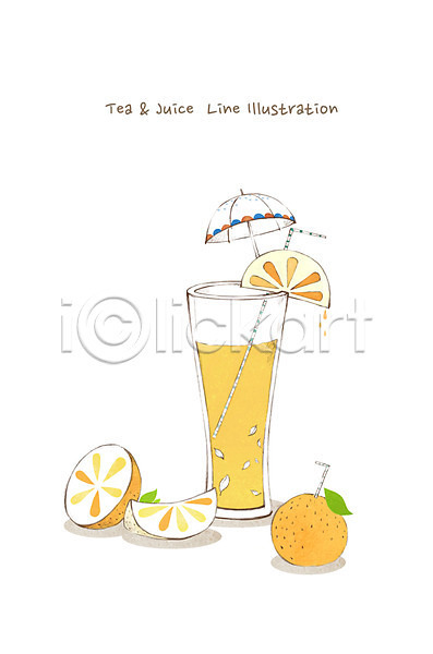 사람없음 PSD 라인일러스트 일러스트 과일 과일주스 단면 디저트 빨대 슬라이스 오렌지 오렌지주스 음료 음식 잔 장식 주스 컵