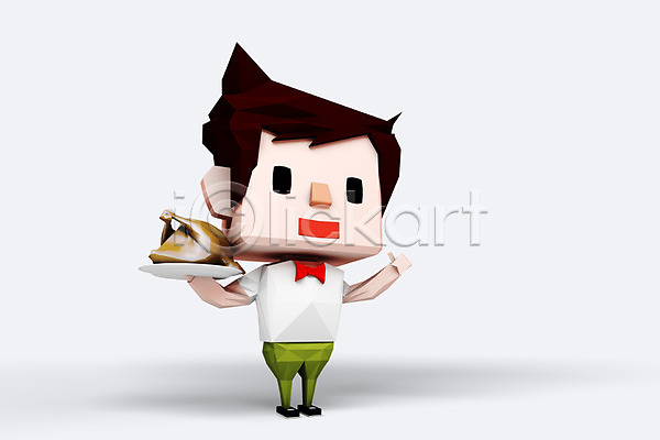 남자 사람 여자 한명 3D PSD 편집이미지 3D소스 3D캐릭터 알림 음식 음식점캐릭터 전신 직업 치킨 치킨집 캐릭터 편집소스 홍보캐릭터