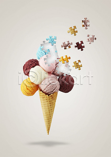 사람없음 PSD 편집이미지 디저트 아이스크림 아이스크림콘 음식 퍼즐 퍼즐조각